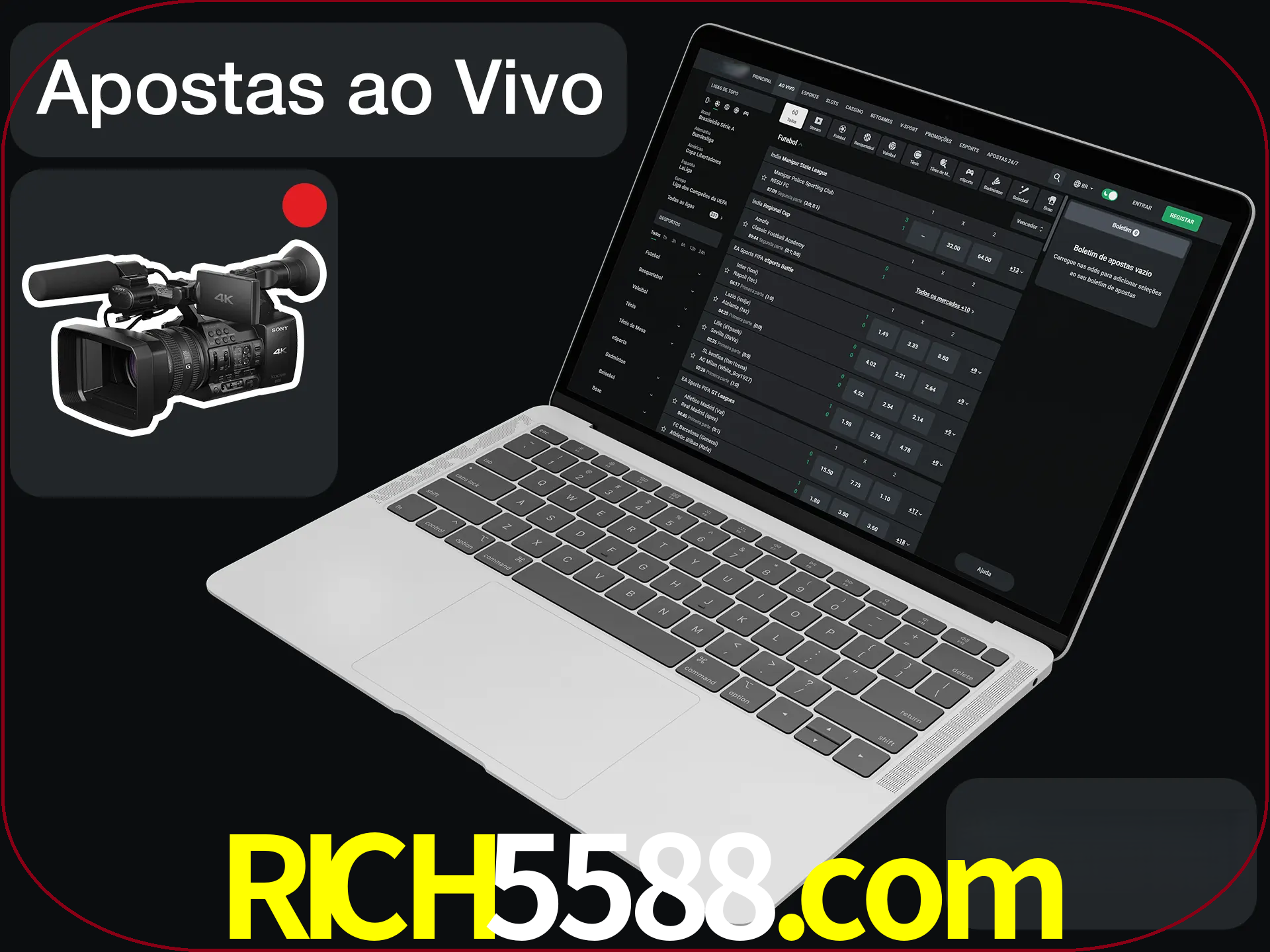 Aposte em formato ao vivo em nosso site.