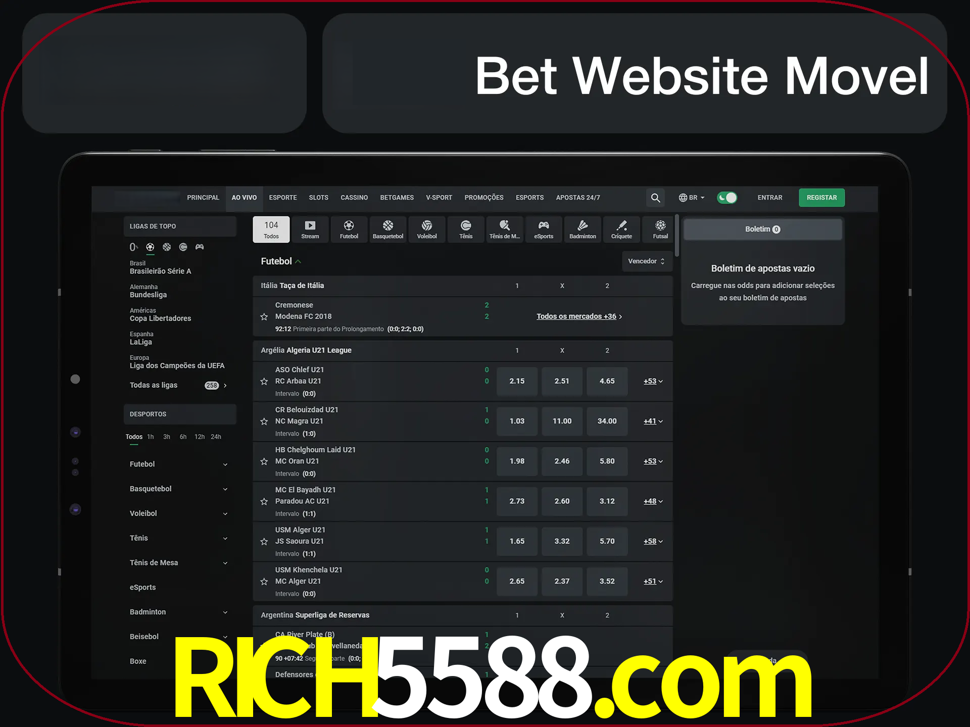 Use nosso website em qualquer dispositivo.