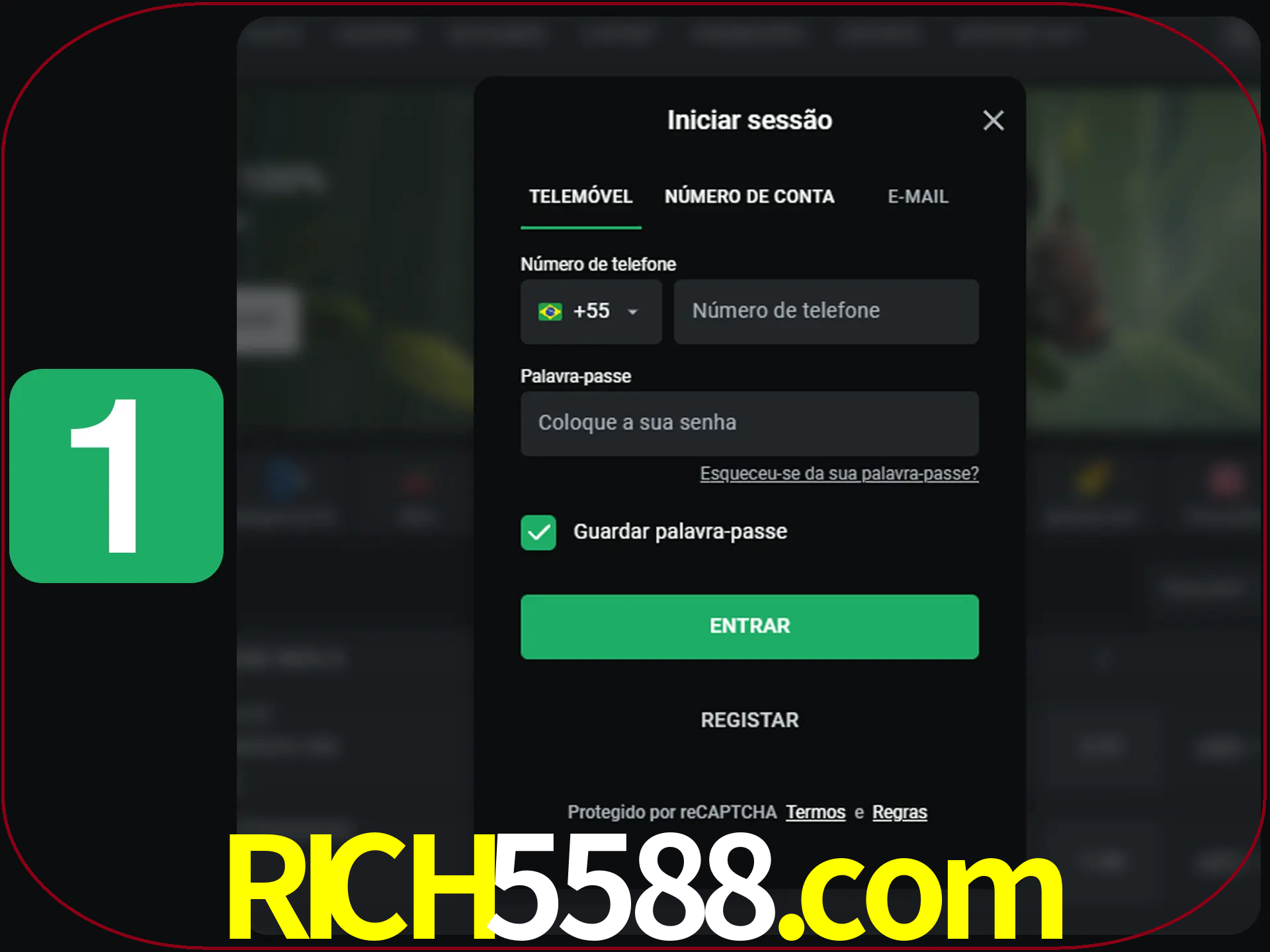 Clique no botão Entrar.